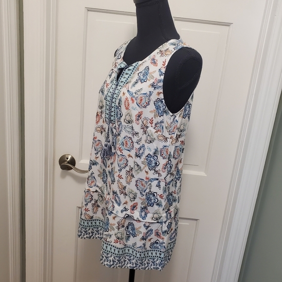J. Jill Floral Print Sleeveless 100% Rayon Top Size XS, Colorful, Preppy - Picture 6 of 10
